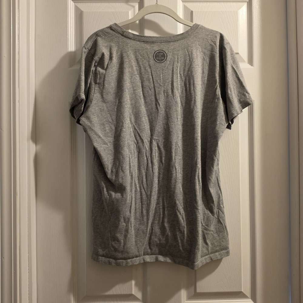 Life Is Good Men Large Gray Graphic T Shirt Circle Logo Casual Tee - Picture 3 of 4